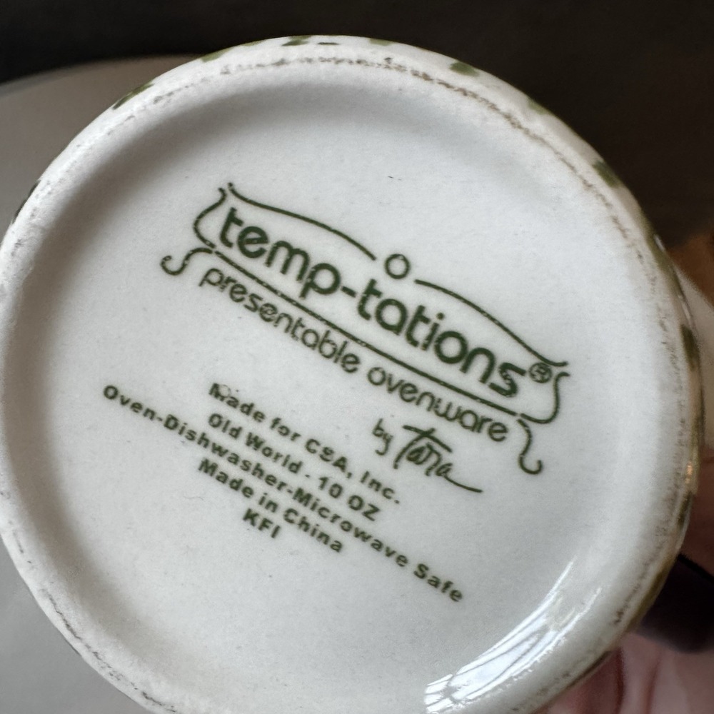 Temptations By Tara Coffee Tea Cup 10oz Old World Blue Pink Green Floral Leaf - Picture 2 of 5